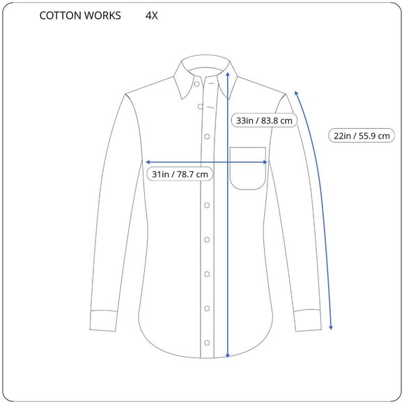 Cotton Works Men Shirt 4X Long Sleeve Gray Button Up Single Needle Tailor GRA86E - Picture 2 of 8